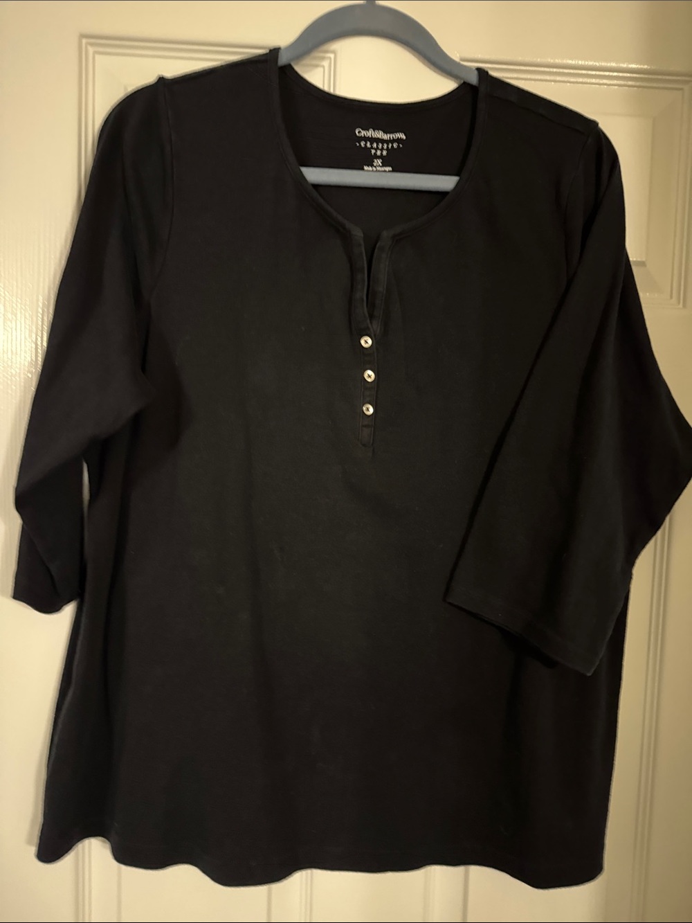 croft & barrow Black Long-Sleeve Henley Tee
